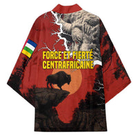 Central African Republic Kimono with Red Black Nature Design and Buffalo Pattern - Wonder Print Shop