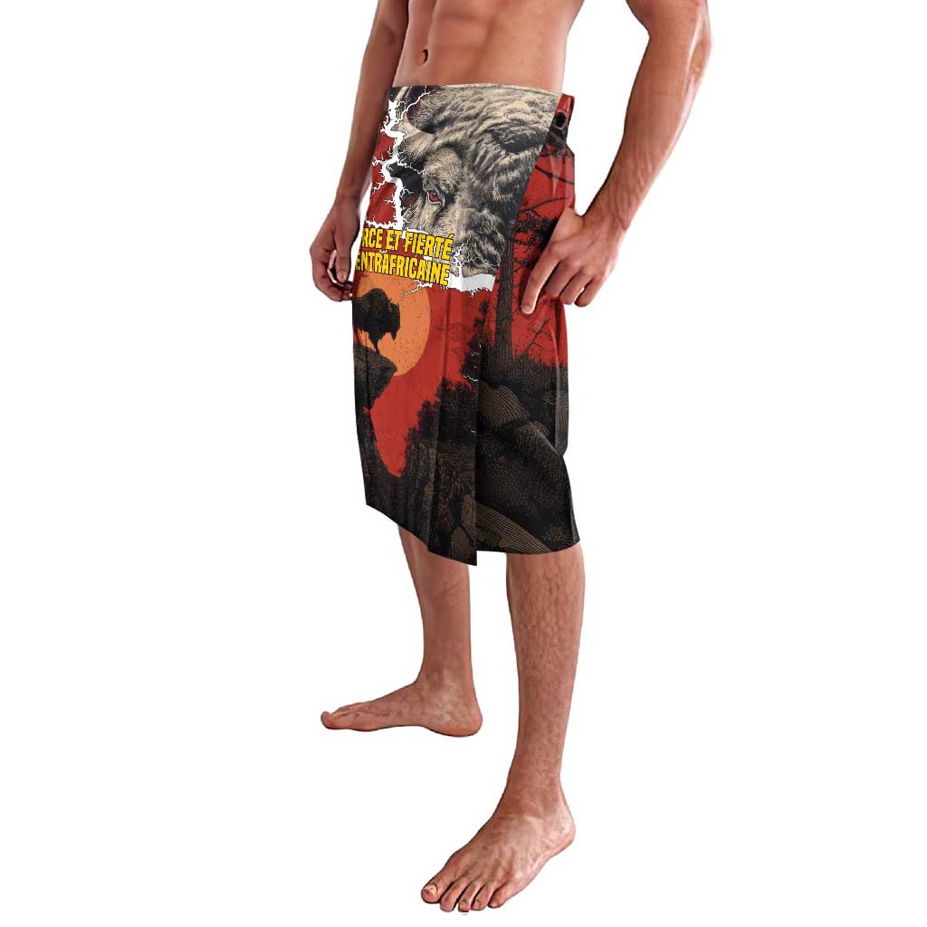 Central African Republic Lavalava with Red Black Nature Design and Buffalo Pattern - Wonder Print Shop