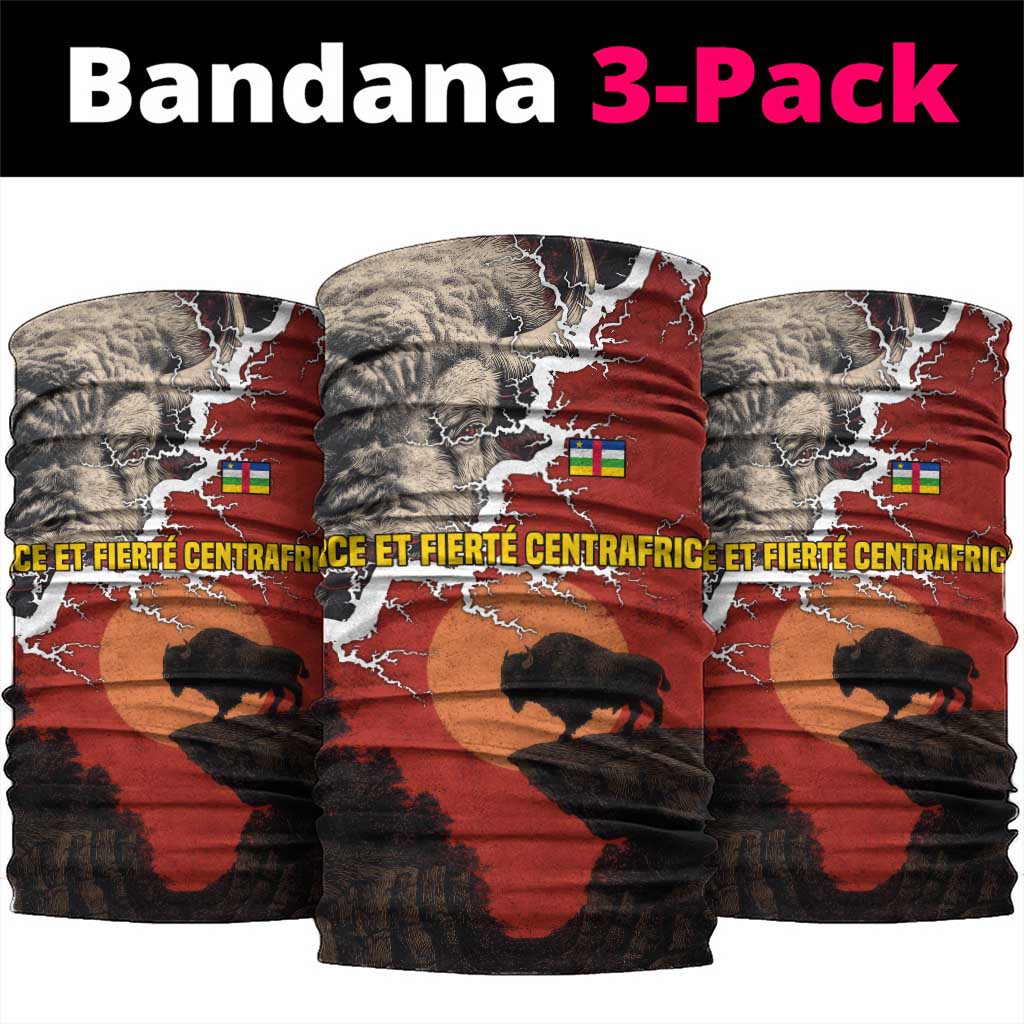 Central African Republic Neck Gaiter with Red Black Nature Design and Buffalo Pattern - Wonder Print Shop
