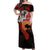 Central African Republic Off Shoulder Maxi Dress with Red Black Nature Design and Buffalo Pattern - Wonder Print Shop