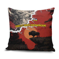Central African Republic Pillow Cover with Red Black Nature Design and Buffalo Pattern - Wonder Print Shop