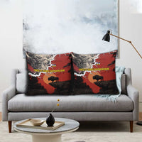 Central African Republic Pillow Cover with Red Black Nature Design and Buffalo Pattern - Wonder Print Shop