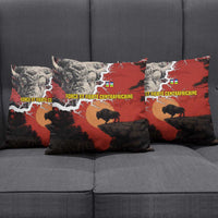 Central African Republic Pillow Cover with Red Black Nature Design and Buffalo Pattern - Wonder Print Shop