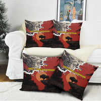 Central African Republic Pillow Cover with Red Black Nature Design and Buffalo Pattern - Wonder Print Shop