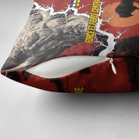 Central African Republic Pillow Cover with Red Black Nature Design and Buffalo Pattern - Wonder Print Shop