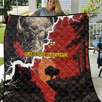 Central African Republic Quilt with Red Black Nature Design and Buffalo Pattern - Wonder Print Shop