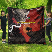 Central African Republic Quilt with Red Black Nature Design and Buffalo Pattern - Wonder Print Shop
