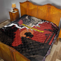 Central African Republic Quilt with Red Black Nature Design and Buffalo Pattern - Wonder Print Shop