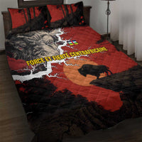 Central African Republic Quilt Bed Set with Red Black Nature Design and Buffalo Pattern - Wonder Print Shop