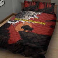 Central African Republic Quilt Bed Set with Red Black Nature Design and Buffalo Pattern - Wonder Print Shop