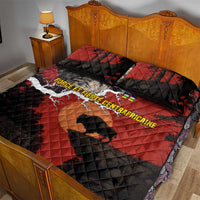 Central African Republic Quilt Bed Set with Red Black Nature Design and Buffalo Pattern - Wonder Print Shop