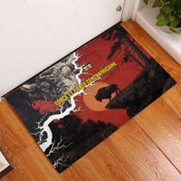 Central African Republic Rubber Doormat with Red Black Nature Design and Buffalo Pattern - Wonder Print Shop