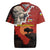 Central African Republic Rugby Jersey with Red Black Nature Design and Buffalo Pattern - Wonder Print Shop