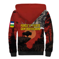 Central African Republic Sherpa Hoodie with Red Black Nature Design and Buffalo Pattern - Wonder Print Shop