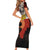 Central African Republic Short Sleeve Bodycon Dress with Red Black Nature Design and Buffalo Pattern - Wonder Print Shop