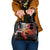 Central African Republic Shoulder Handbag with Red Black Nature Design and Buffalo Pattern - Wonder Print Shop