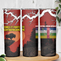 Central African Republic Skinny Tumbler with Red Black Nature Design and Buffalo Pattern - Wonder Print Shop
