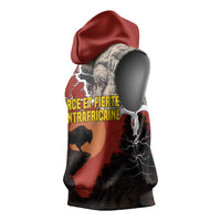 Central African Republic Sleeveless Hoodie with Red Black Nature Design and Buffalo Pattern - Wonder Print Shop