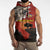 Central African Republic Sleeveless Hoodie with Red Black Nature Design and Buffalo Pattern - Wonder Print Shop
