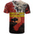 Central African Republic T Shirt with Red Black Nature Design and Buffalo Pattern - Wonder Print Shop