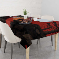 Central African Republic Tablecloth with Red Black Nature Design and Buffalo Pattern - Wonder Print Shop