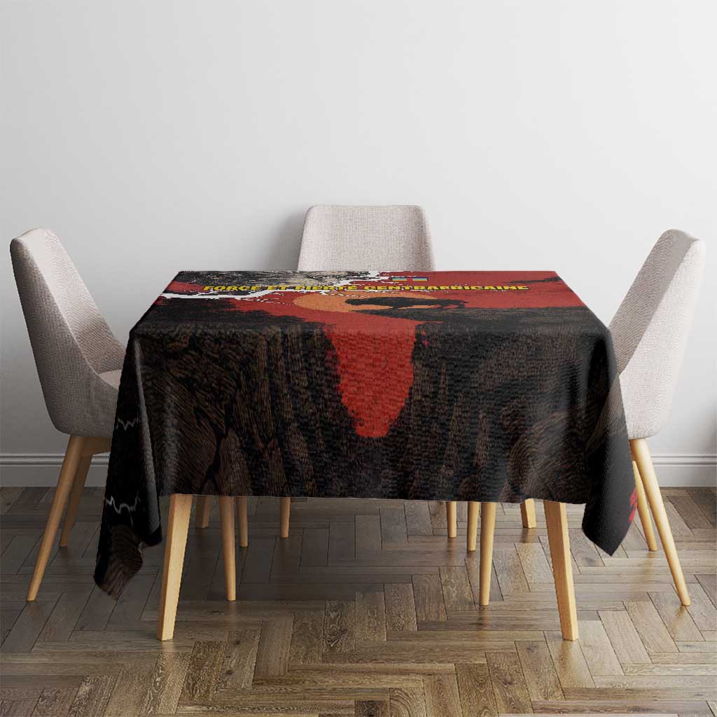 Central African Republic Tablecloth with Red Black Nature Design and Buffalo Pattern - Wonder Print Shop