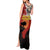 Central African Republic Tank Maxi Dress with Red Black Nature Design and Buffalo Pattern - Wonder Print Shop