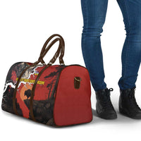 Central African Republic Travel Bag with Red Black Nature Design and Buffalo Pattern - Wonder Print Shop