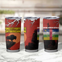 Central African Republic Tumbler Cup with Red Black Nature Design and Buffalo Pattern - Wonder Print Shop