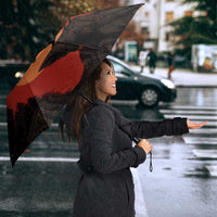 Central African Republic Umbrella with Red Black Nature Design and Buffalo Pattern - Wonder Print Shop