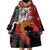 Central African Republic Wearable Blanket Hoodie with Red Black Nature Design and Buffalo Pattern - Wonder Print Shop