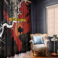 Central African Republic Window Curtain with Red Black Nature Design and Buffalo Pattern - Wonder Print Shop