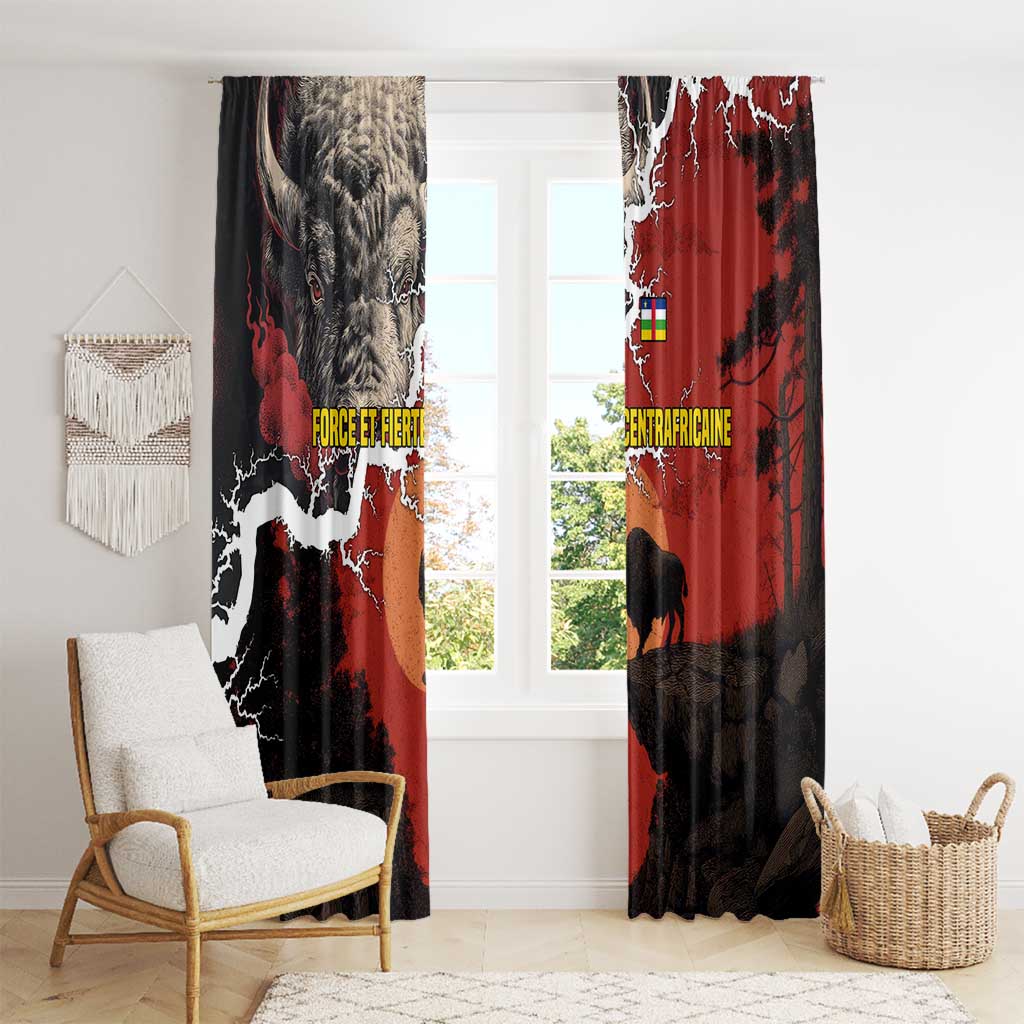 Central African Republic Window Curtain with Red Black Nature Design and Buffalo Pattern - Wonder Print Shop