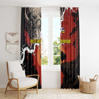 Central African Republic Window Curtain with Red Black Nature Design and Buffalo Pattern - Wonder Print Shop