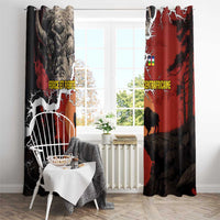 Central African Republic Window Curtain with Red Black Nature Design and Buffalo Pattern - Wonder Print Shop