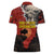 Central African Republic Women Polo Shirt with Red Black Nature Design and Buffalo Pattern - Wonder Print Shop