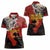 Central African Republic Women Polo Shirt with Red Black Nature Design and Buffalo Pattern - Wonder Print Shop
