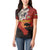 Central African Republic Women Polo Shirt with Red Black Nature Design and Buffalo Pattern - Wonder Print Shop