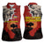 Central African Republic Women Sleeveless Polo Shirt with Red Black Nature Design and Buffalo Pattern - Wonder Print Shop