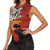 Central African Republic Women Sleeveless Polo Shirt with Red Black Nature Design and Buffalo Pattern - Wonder Print Shop