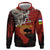 Central African Republic Zip Hoodie with Red Black Nature Design and Buffalo Pattern - Wonder Print Shop