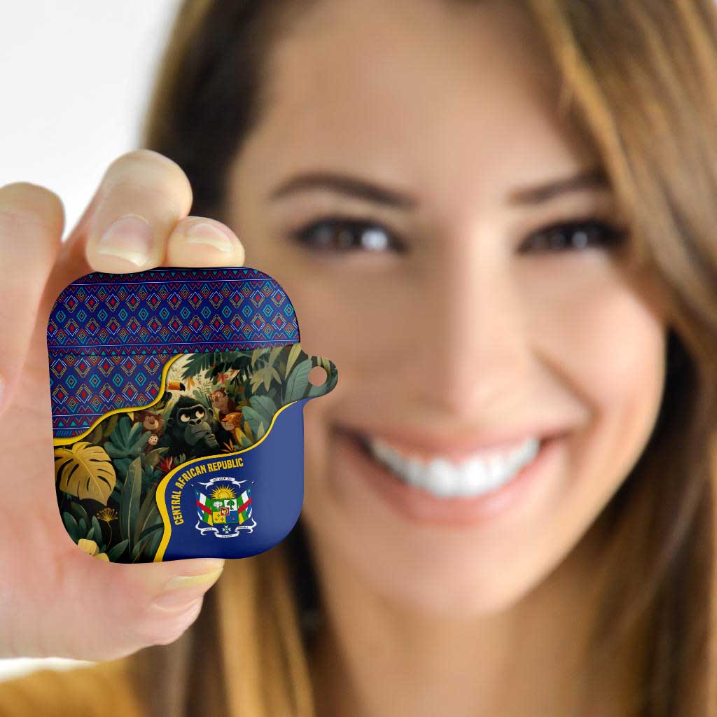 Central African Republic AirPods Case with Jungle Animal Design and National Emblem Pattern - Wonder Print Shop