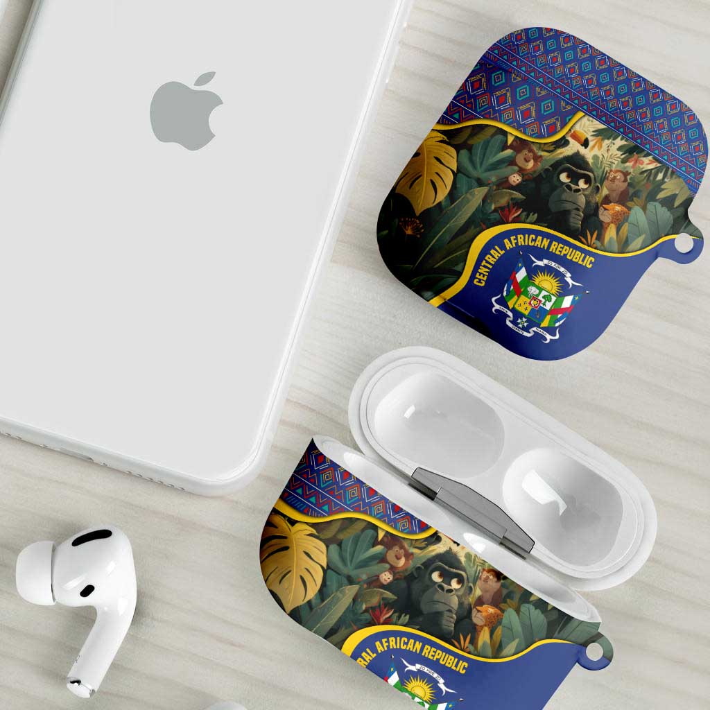 Central African Republic AirPods Case with Jungle Animal Design and National Emblem Pattern - Wonder Print Shop