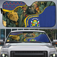 Central African Republic Auto Sun Shade with Jungle Animal Design and National Emblem Pattern - Wonder Print Shop