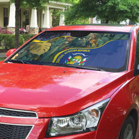 Central African Republic Auto Sun Shade with Jungle Animal Design and National Emblem Pattern - Wonder Print Shop