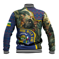 Central African Republic Baseball Jacket with Jungle Animal Design and National Emblem Pattern - Wonder Print Shop