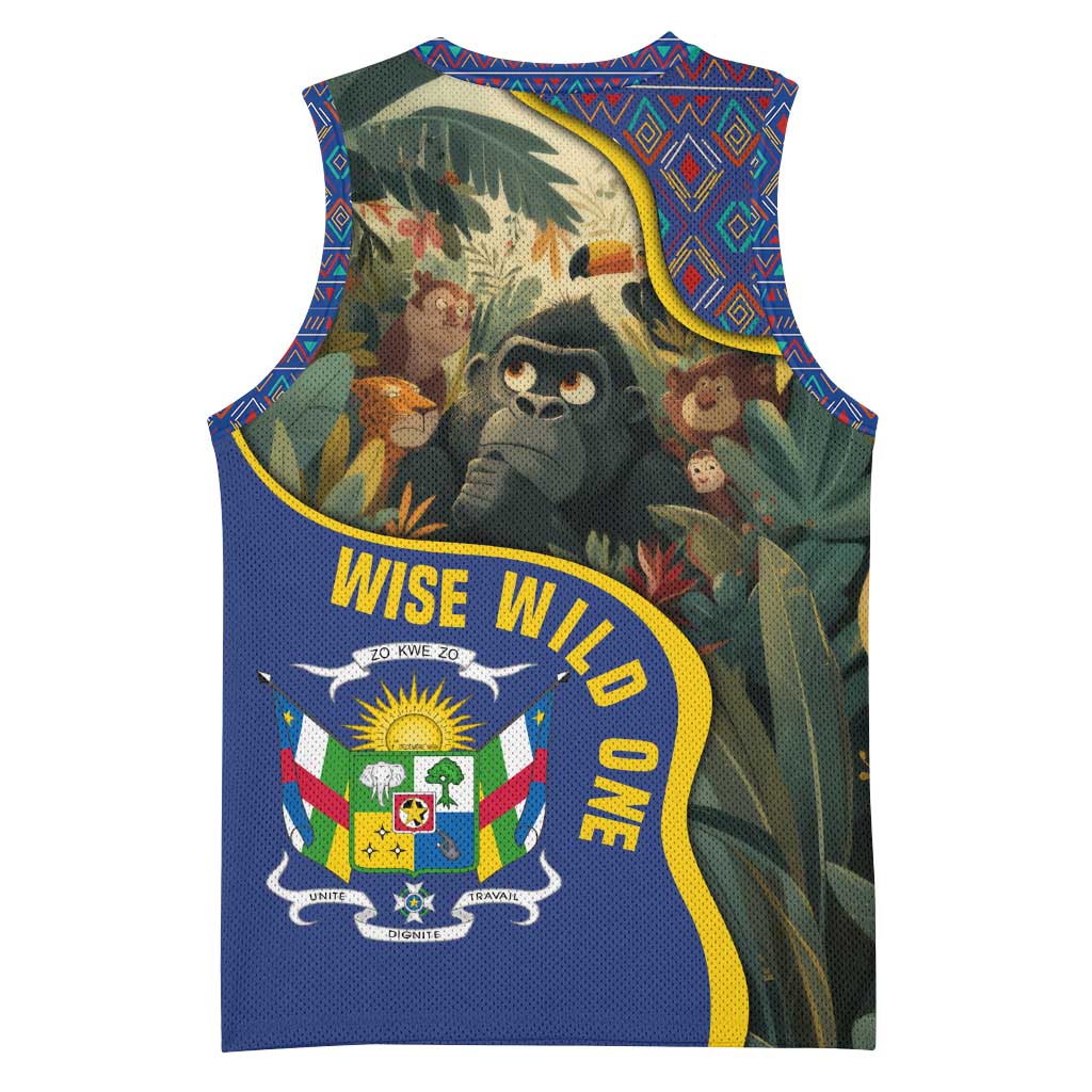 Central African Republic Basketball Jersey with Jungle Animal Design and National Emblem Pattern - Wonder Print Shop