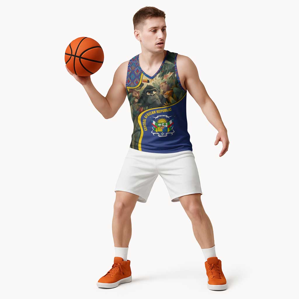 Central African Republic Basketball Jersey with Jungle Animal Design and National Emblem Pattern - Wonder Print Shop