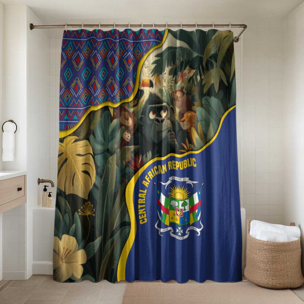 Central African Republic Bathroom Set with Jungle Animal Design and National Emblem Pattern - Wonder Print Shop