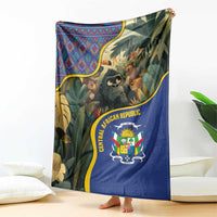 Central African Republic Blanket with Jungle Animal Design and National Emblem Pattern - Wonder Print Shop